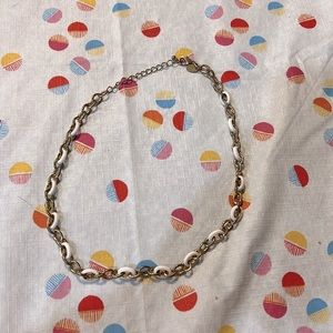 Faux gold and white thick chain vintage necklace